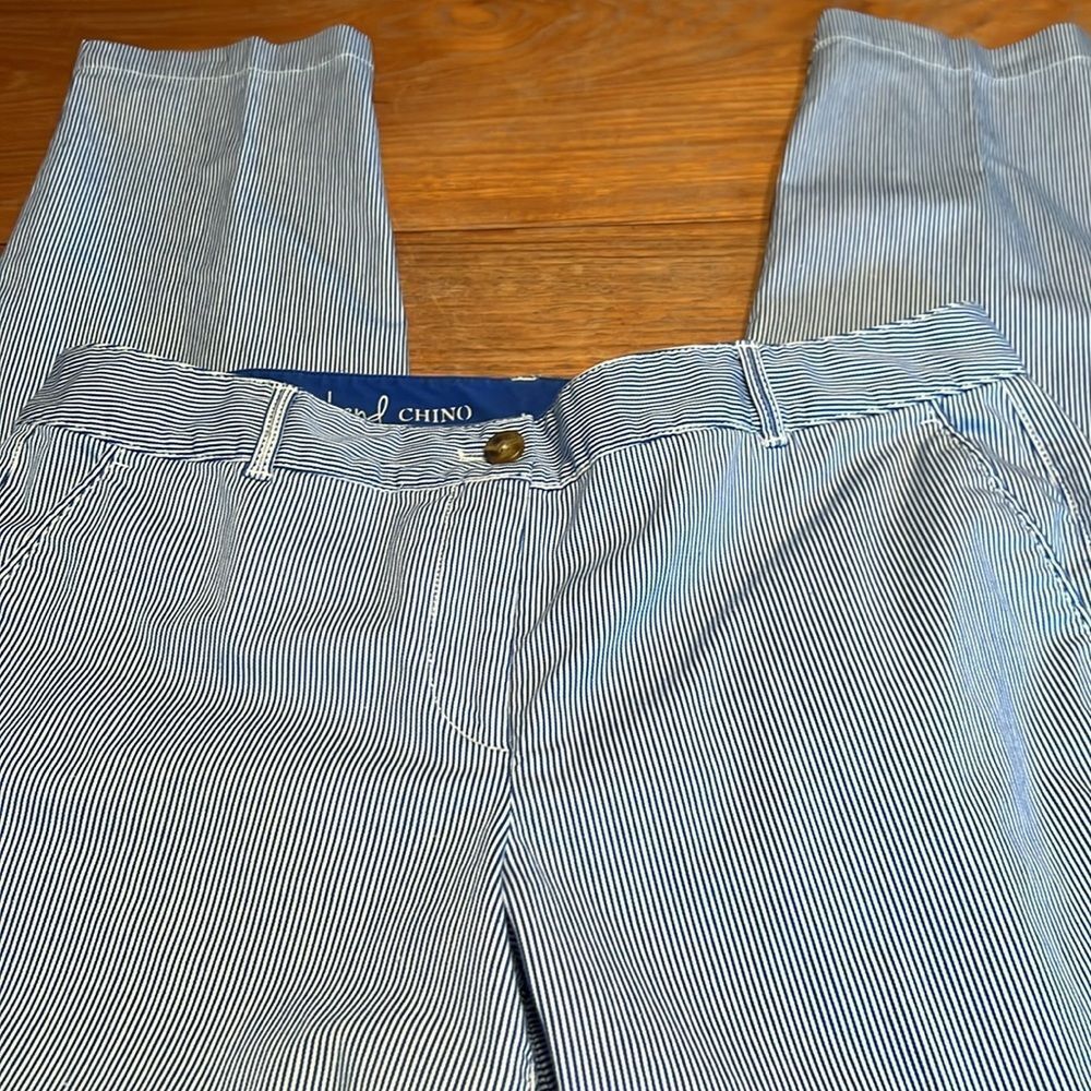 Talbots The Weekend Chino Pants 10 blue and white stripe